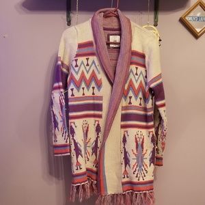 💚SOLD 💚Open front tribal print cardigan sweater.